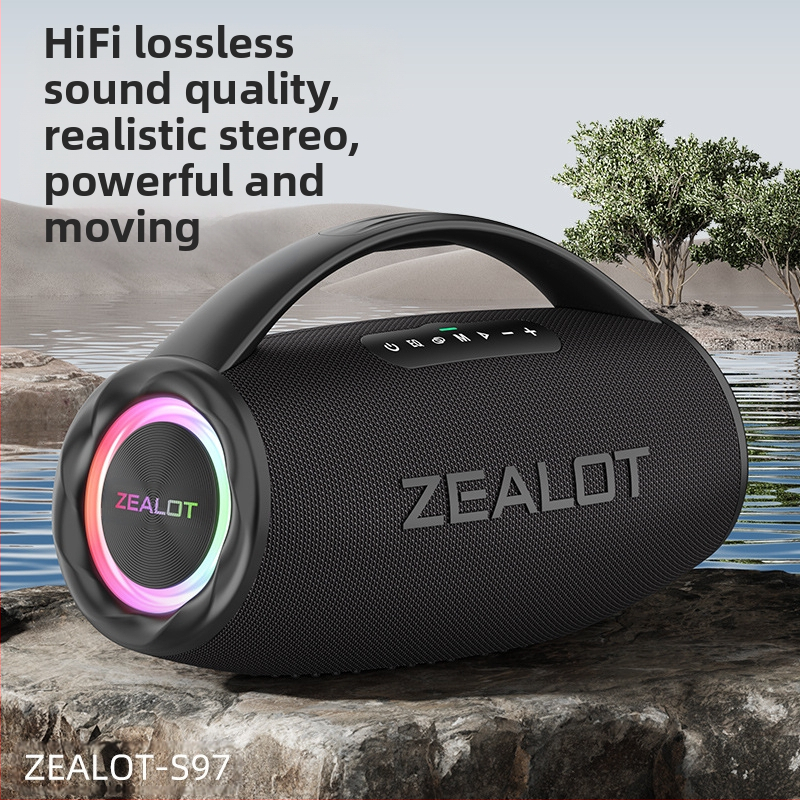 ZEALOT Fanatic S97 80W Bluetooth 5.2 преносим външен високоговорител с 4 драйвъра и вградена 6000mAh батерия IPX6