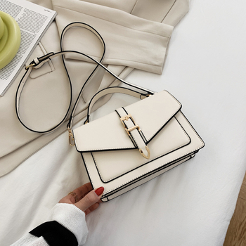 Geantă Satchel crossbody - stil stradal, material PU, formă orizontală pătrată, închidere magnetică, buzunar interior cu fermoar