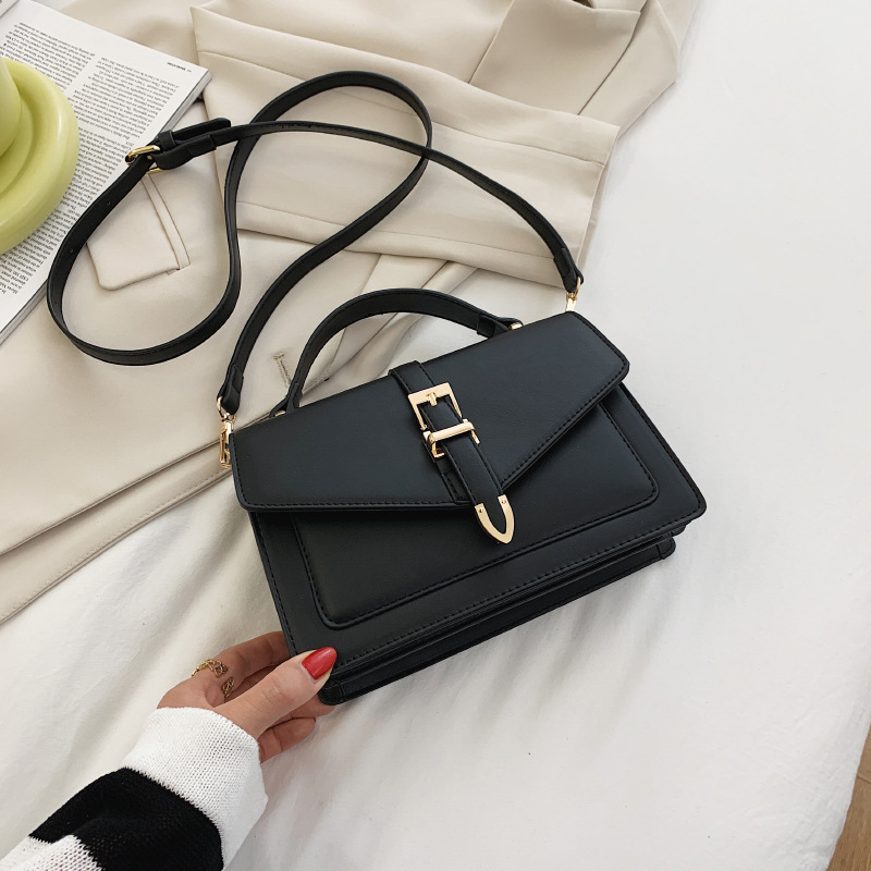 Geantă Satchel crossbody - stil stradal, material PU, formă orizontală pătrată, închidere magnetică, buzunar interior cu fermoar