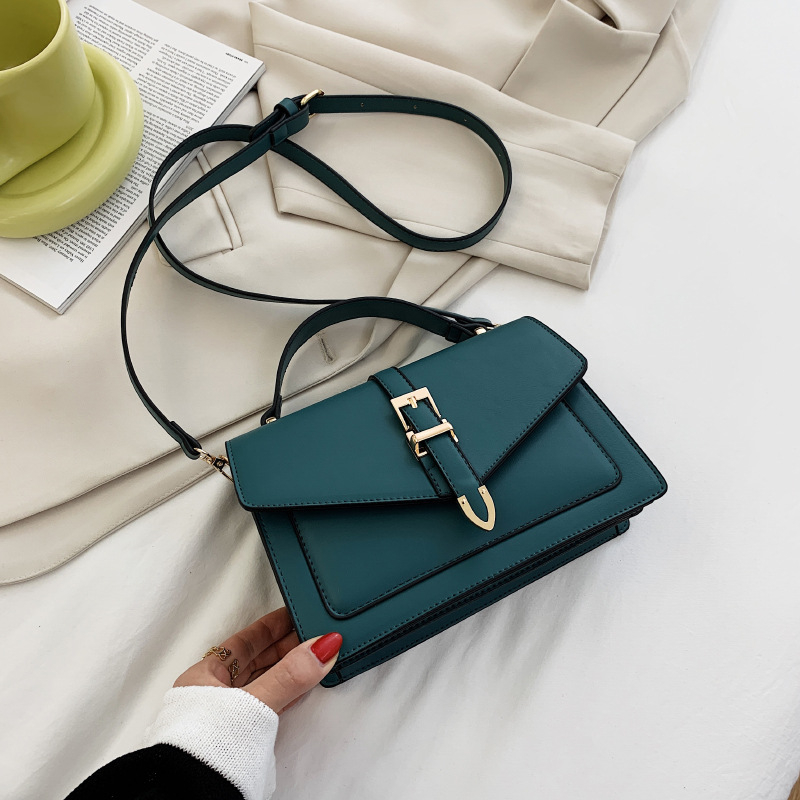 Geantă Satchel crossbody - stil stradal, material PU, formă orizontală pătrată, închidere magnetică, buzunar interior cu fermoar