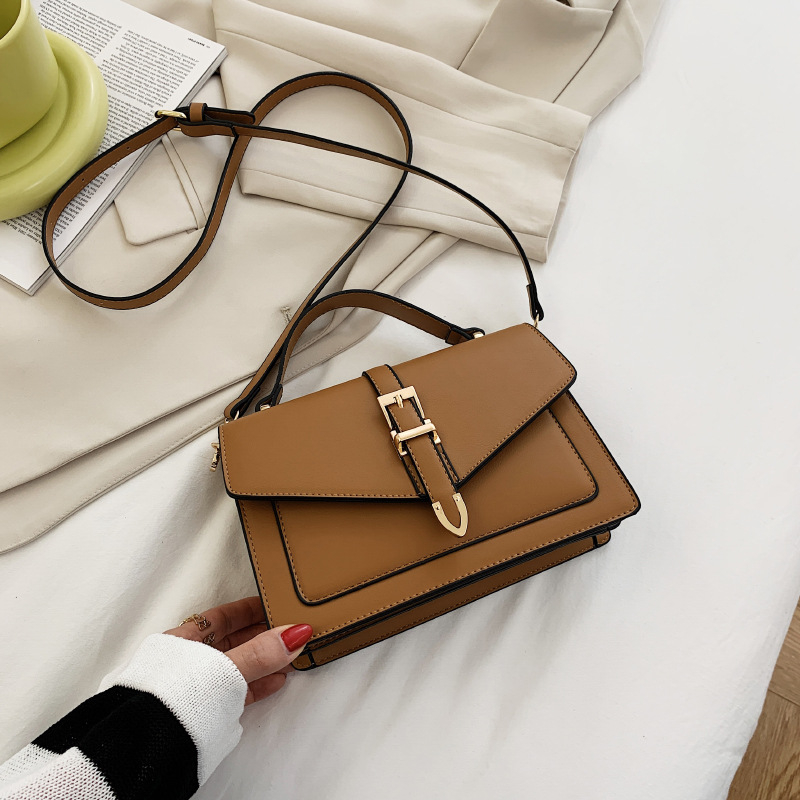 Geantă Satchel crossbody - stil stradal, material PU, formă orizontală pătrată, închidere magnetică, buzunar interior cu fermoar