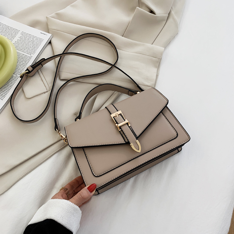 Geantă Satchel crossbody - stil stradal, material PU, formă orizontală pătrată, închidere magnetică, buzunar interior cu fermoar