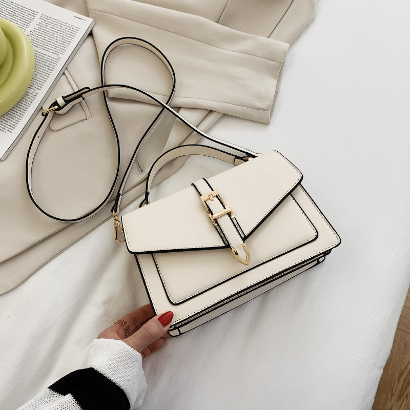 Geantă Satchel crossbody - stil stradal, material PU, formă orizontală pătrată, închidere magnetică, buzunar interior cu fermoar