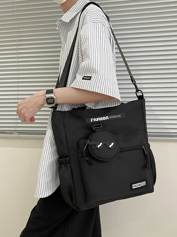 Оксфорд торба за ученици, голям капацитет, кръстосана през рамо, ултра лека и разширяема, подплата полиестер, модел с букви