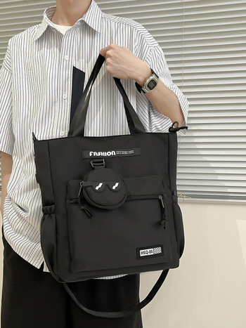 Оксфорд торба за ученици, голям капацитет, кръстосана през рамо, ултра лека и разширяема, подплата полиестер, модел с букви