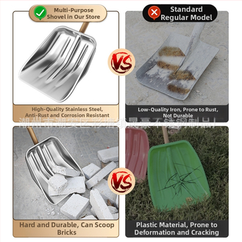 Nerūdijančio plieno sniego šluota su medine rankena, modelis XC