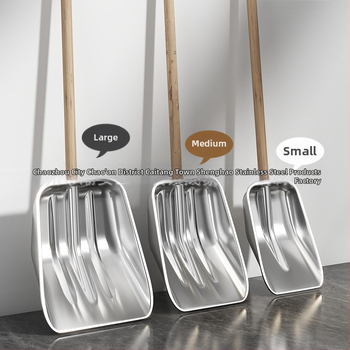 Nerūdijančio plieno sniego šluota su medine rankena, modelis XC