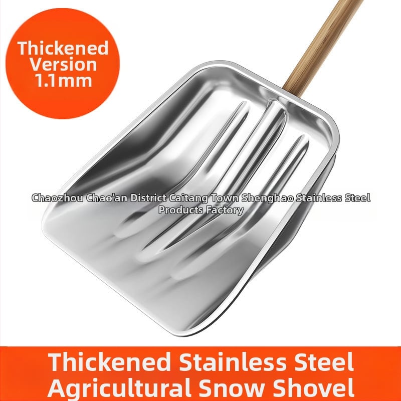 Nerūdijančio plieno sniego šluota su medine rankena, modelis XC