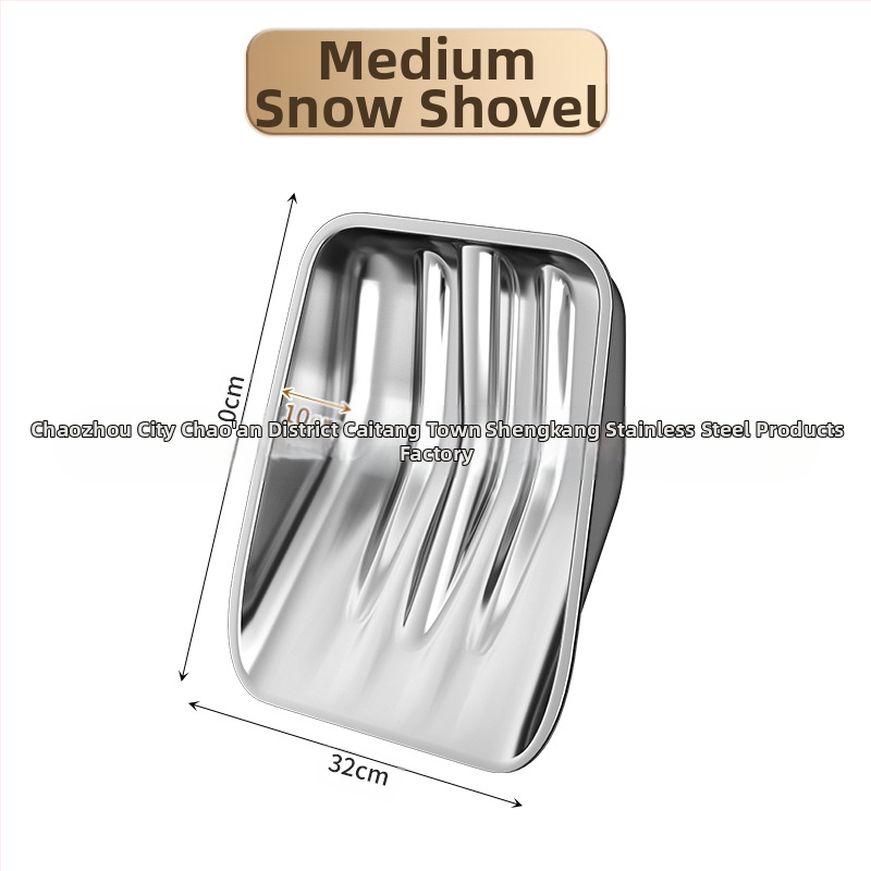 Nerūdijančio plieno sniego šluota su medine rankena, modelis XC
