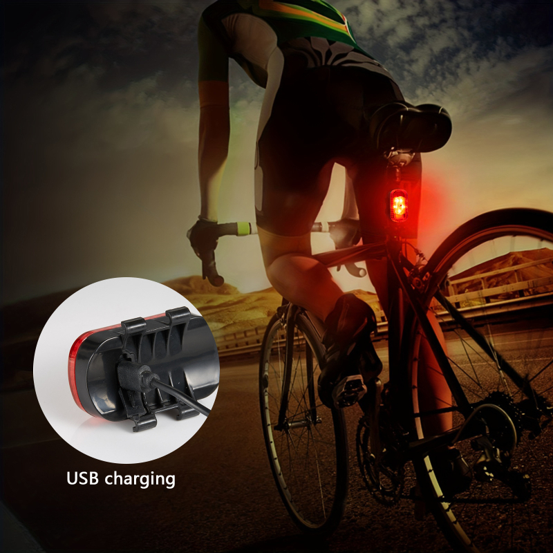 YH USB įkraunamas dviratininko šviesų rinkinys: galinis žibintas, įspėjamoji lemputė ir šalmo lemputė