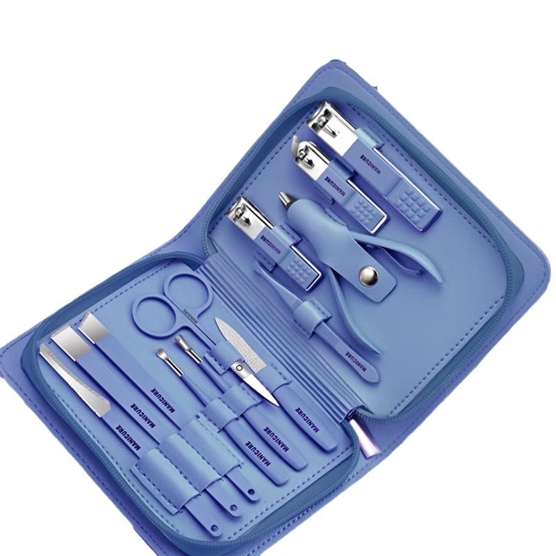 Σετ εργαλείων περιποίησης νυχιών από ανοξείδωτο ατσάλι, 12 τεμάχια με γωνιακούς κόπτες νυχιών, φορητό για οικιακή χρήση