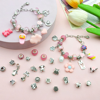 Σετ DIY θήκη κοσμημάτων με εννέα διαμερίσματα, κράμα, ηλεκτροπλατίωση, στυλ κινουμένων σχεδίων, φρέσκο και γλυκό, άνοιξη 2023