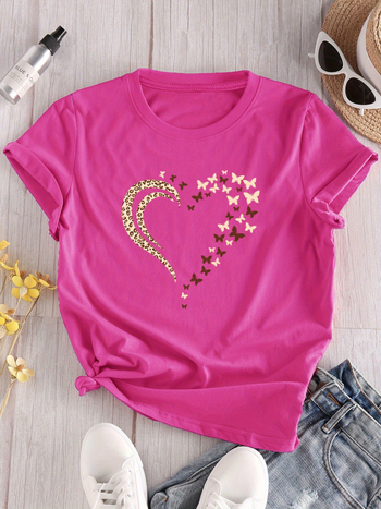 Μπλουζάκι από πολυεστέρα με 3D εφέ σχέδιο, κοντό μανίκι, στρογγυλή λαιμόκοψη, εκτύπωση