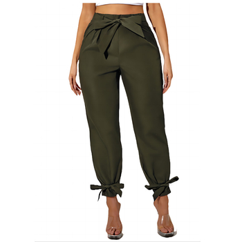 Moterų aukštu liemeniu kelnaitės su koliažo dizainu, laisvas kirpimas, poliesterio audinys 95%+, mikroelastiškumas