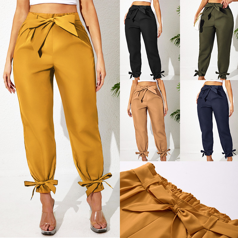 Moterų aukštu liemeniu kelnaitės su koliažo dizainu, laisvas kirpimas, poliesterio audinys 95%+, mikroelastiškumas