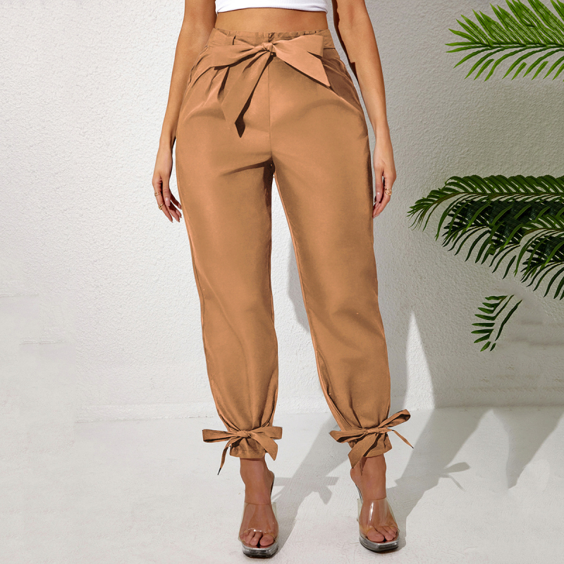 Moterų aukštu liemeniu kelnaitės su koliažo dizainu, laisvas kirpimas, poliesterio audinys 95%+, mikroelastiškumas