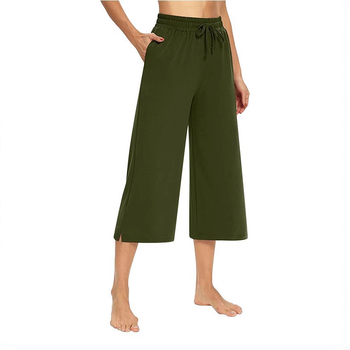 Женски ¾ дълги прави панталони за йога – висока талия, свободна кройка, полиестер-спандекс, ежедневни спортни панталони, есен 2024