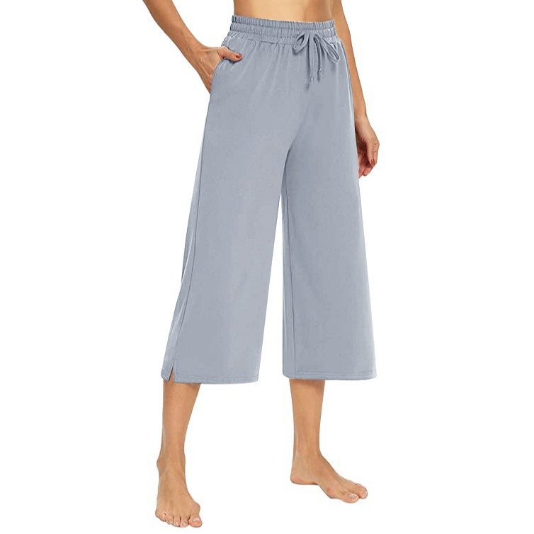 Női ¾ hosszú joganadrág – magas derék, laza szabás, poliészter-spandex, mindennapi sportos viselet, 2024 ősz