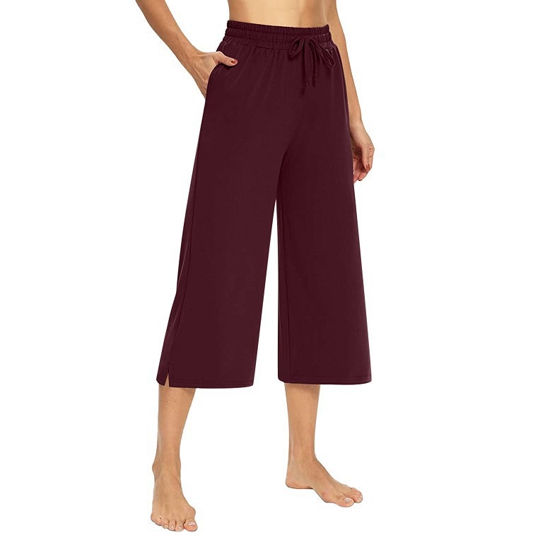 Női ¾ hosszú joganadrág – magas derék, laza szabás, poliészter-spandex, mindennapi sportos viselet, 2024 ősz