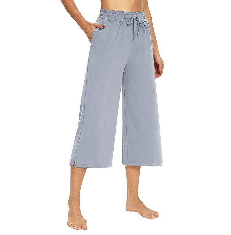 Női ¾ hosszú joganadrág – magas derék, laza szabás, poliészter-spandex, mindennapi sportos viselet, 2024 ősz