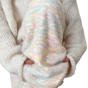 Панталони с широки крачоли, подплатени с флис, висока талия, полиестерен материал, зимна колекция 2023