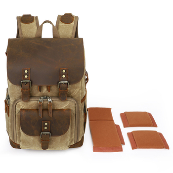 Чанта за фотоапарат от платно, съвместима със SLR, модел K-86, водоустойчива, полиестрова подплата, стил раница