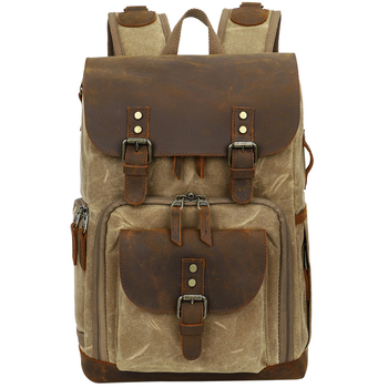 Чанта за фотоапарат от платно, съвместима със SLR, модел K-86, водоустойчива, полиестрова подплата, стил раница