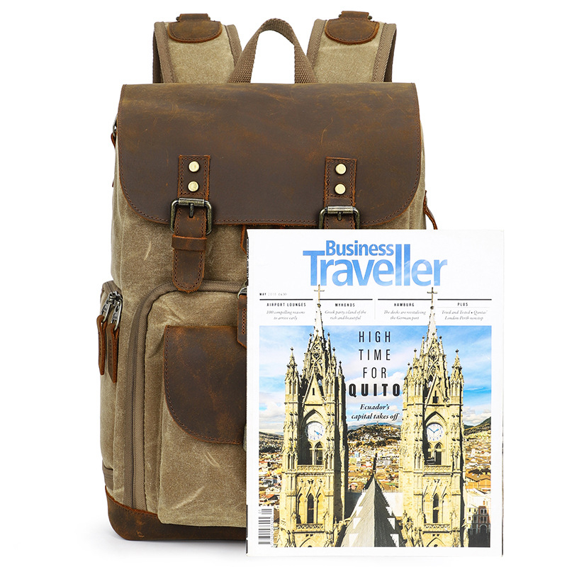 Чанта за фотоапарат от платно, съвместима със SLR, модел K-86, водоустойчива, полиестрова подплата, стил раница