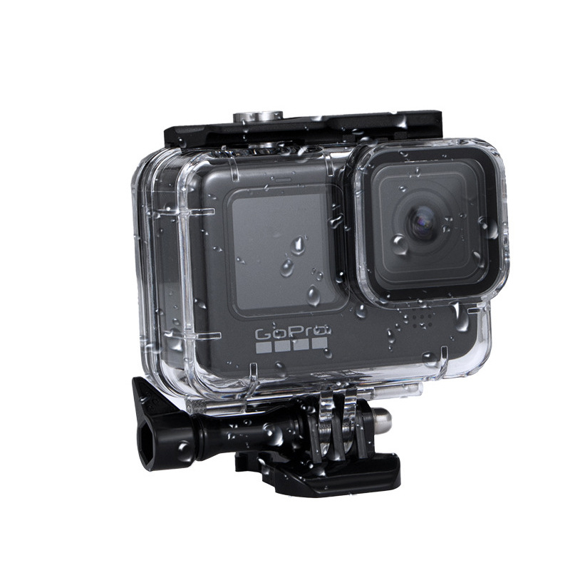 GoPro Hero9-11 водоустойчива защитна обвивка – Yujia Bao, екологичен PC материал, съвместима с Hero9-11, включва база, дълги винтове и опаковъчна кутия; печат на логото OK