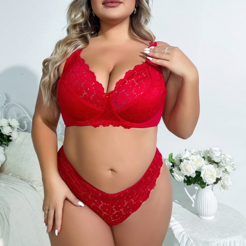 Дишащ комплект сутиен с дантела, ултра тънка чашка, 3/4 чашка, фиксирани двойни презрамки, задно триредно закопчаване