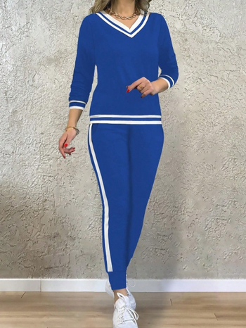 Γυναικείο παντελόνι-κοστούμι, casual αθλητικό στυλ, μακρυμάνικο, ύφασμα πολυεστέρα-σπάντεξ μπλέντ (90-95% πολυεστέρας, 5-10% σπάντεξ), φθινόπωρο 2024