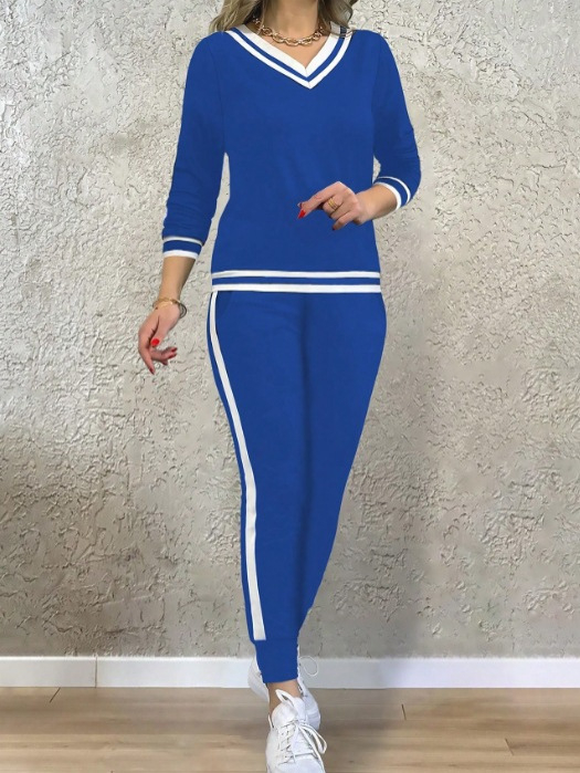 Ženski hlačni kostim, casual sportski stil, dugi rukav, poliester-spandeks mješavina (90-95% poliester, 5-10% spandex), jesen 2024