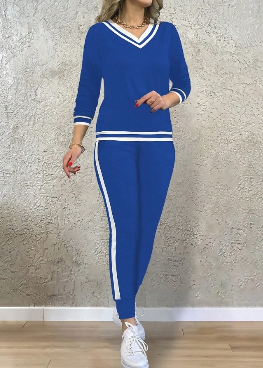 Ženski hlačni kostim, casual sportski stil, dugi rukav, poliester-spandeks mješavina (90-95% poliester, 5-10% spandex), jesen 2024
