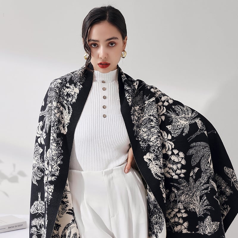 Šal od imitacijskog kašmira, warp-pleten, poliester smjesa, zima, srednja duljina