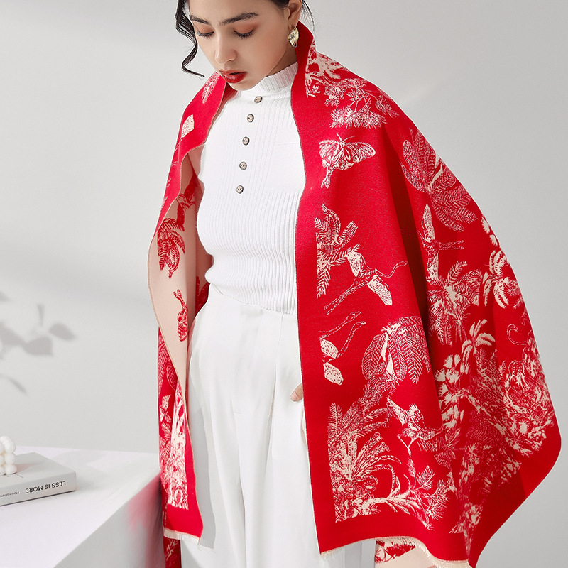 Šal od imitacijskog kašmira, warp-pleten, poliester smjesa, zima, srednja duljina