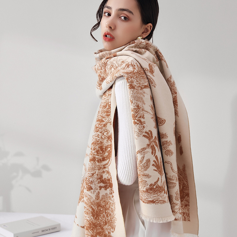 Šal od imitacijskog kašmira, warp-pleten, poliester smjesa, zima, srednja duljina