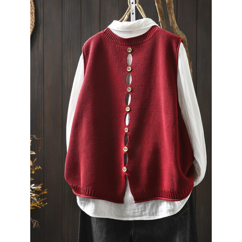 Γιλέκο από ακρυλικό πλεκτό με κουμπί πίσω, halter-neck, άνετη εφαρμογή, γυναικείο