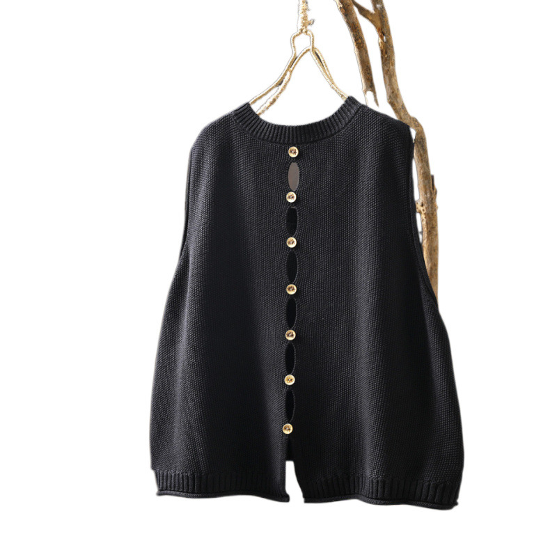 Γιλέκο από ακρυλικό πλεκτό με κουμπί πίσω, halter-neck, άνετη εφαρμογή, γυναικείο