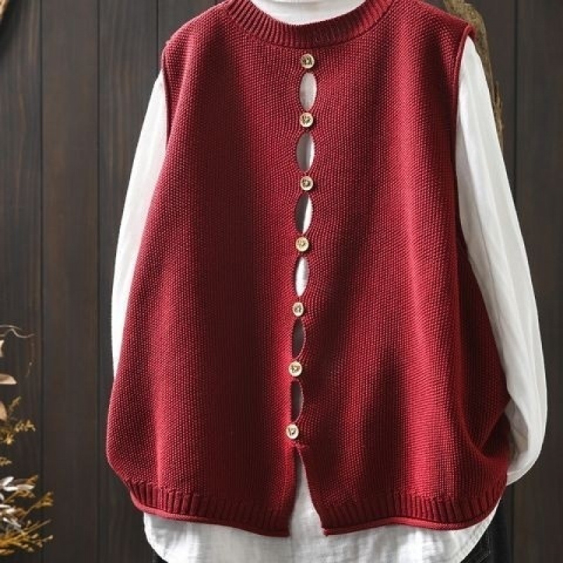 Γιλέκο από ακρυλικό πλεκτό με κουμπί πίσω, halter-neck, άνετη εφαρμογή, γυναικείο