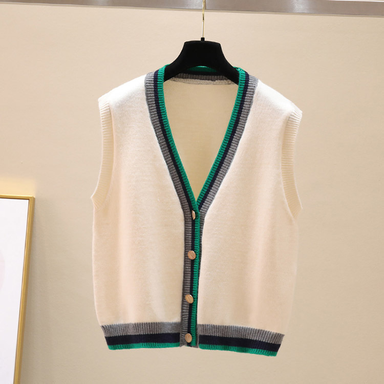 Πλεκτό γιλέκο-ζακέτα με V-λαιμό, χωρίς μανίκια, μπροστινό κλείσιμο με κουμπιά, βελούδινο ακρυλικό-πολυεστερικό μείγμα, φθινόπωρο 2024