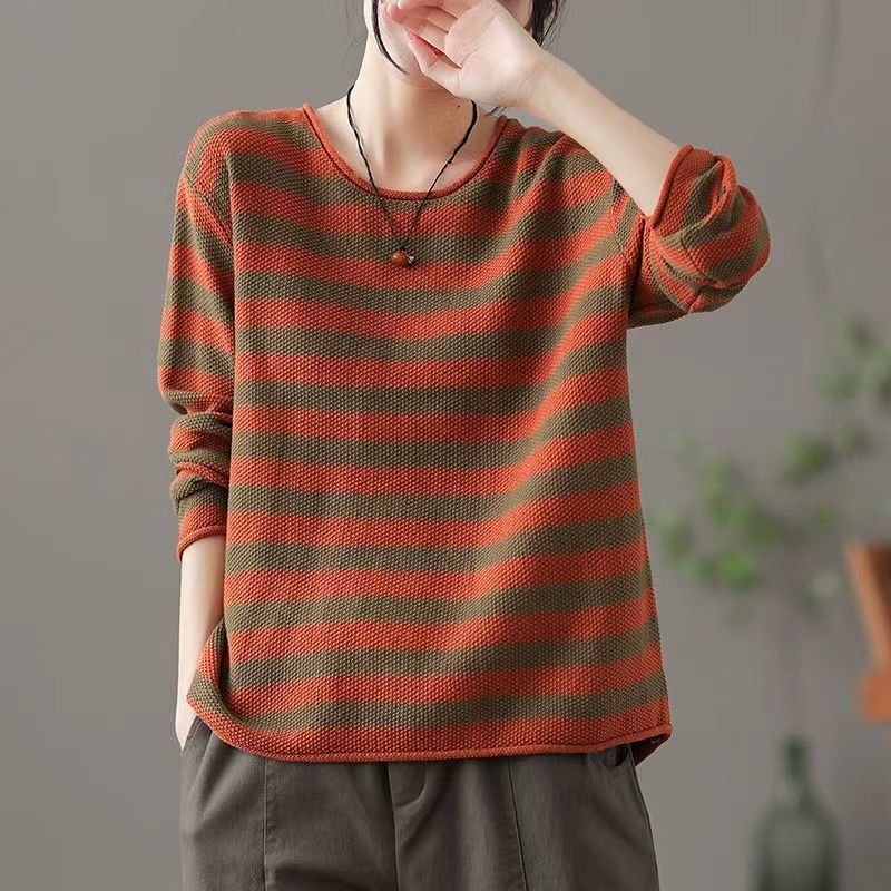 Női pamut pulóver kerek nyakú, hosszú ujjú, Leisure Wind stílus, ősz 2022