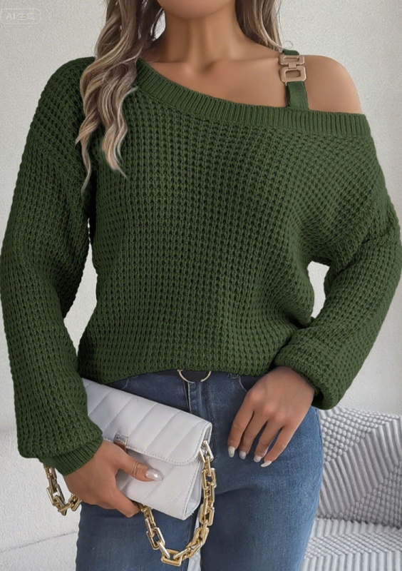 DA 2311021 Pulover decolat cu mâneci lungi, amestec Spandex 30–50%, toamnă 2023