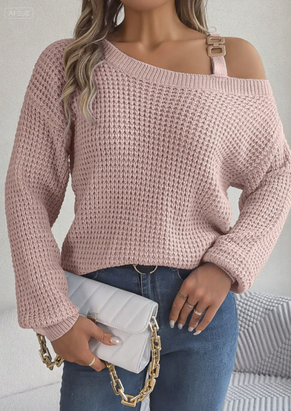 DA 2311021 Pulover decolat cu mâneci lungi, amestec Spandex 30–50%, toamnă 2023