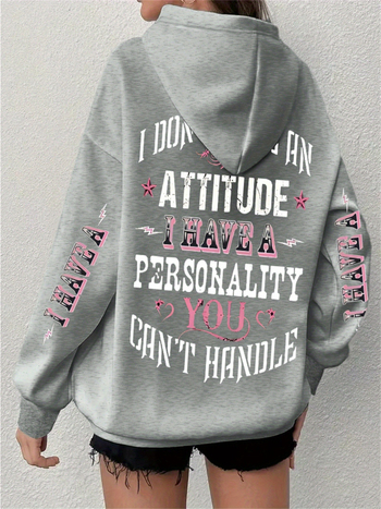 Худи с качулка, свободна кройка, дълги ръкави, полиестер, принт