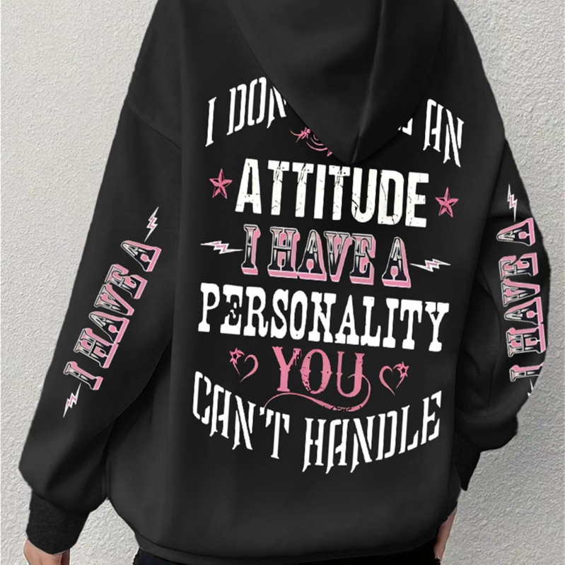 Худи с качулка, свободна кройка, дълги ръкави, полиестер, принт