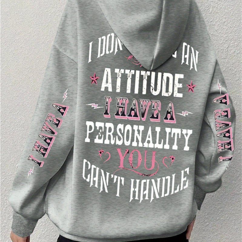 Худи с качулка, свободна кройка, дълги ръкави, полиестер, принт