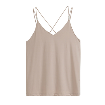 Γυναικείο Sling-top χωρίς μανίκια, απλός στυλ, V-λαιμό, χαλαρή γραμμή, κανονικό μήκος