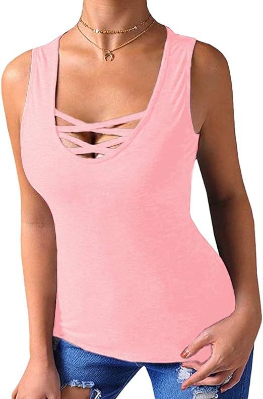 Tricou fără mâneci din poliester, cu design încrucișat, stil casual basic, guler U, lungime scurtă, toamnă 2023, stil japano-coreean de relaxare