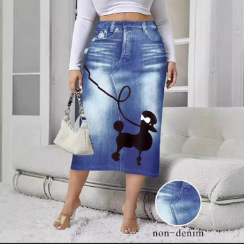 Suknja srednje duljine, prilagodljiva u području bokova, s cvjetnim otiskom na milk silk tkanini, 90–95% poliester, ljeto 2024