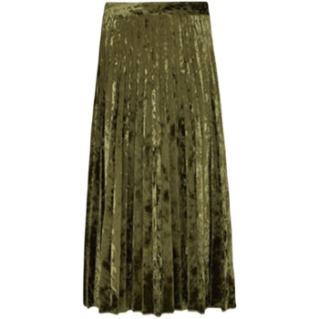 Corduroy πλισέ φούστα μέσου μήκους, μονόχρωμο σχέδιο, διπλωμένες πιέτες